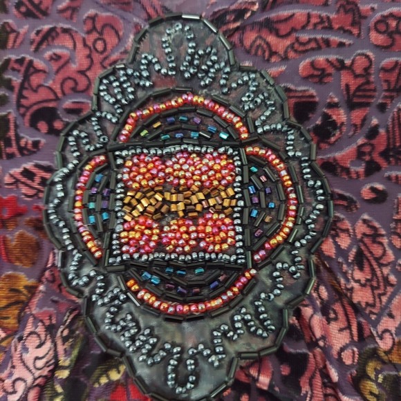 Carole Little Blouse Long Sleeve Top Medium Textured Sheer Colorful Velvety - Picture 2 of 12